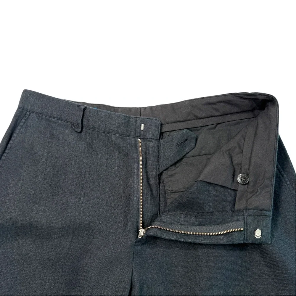 Vintage 90s Polo Ralph Lauren Mens Flat Front Linen Pants 34x32 Black Preppy